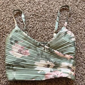 Abercrombie & Fitch Floral Pleated Top - Green and Pink